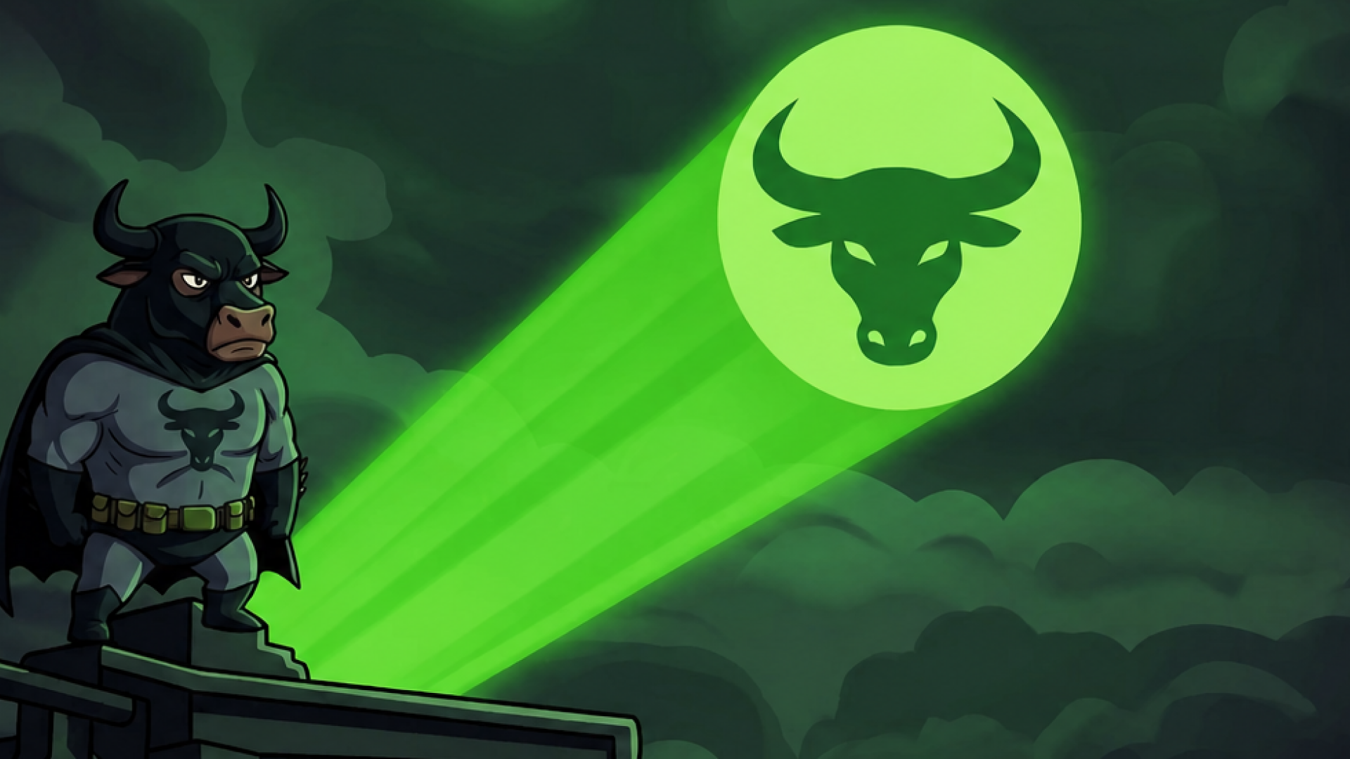 The green bull signal cutting through the clouds